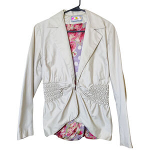 Ashish Hand Crafted Shirred Khaki Tan Artsy Preppy Designer Blazer Medium *Read